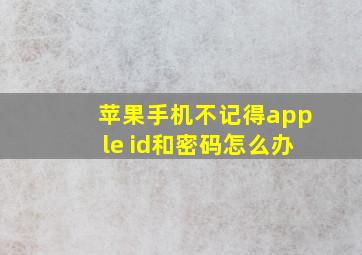 苹果手机不记得apple id和密码怎么办